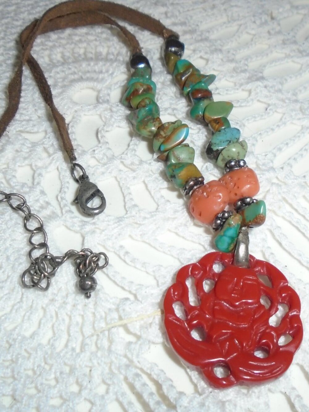 Leather necklace with Buddha